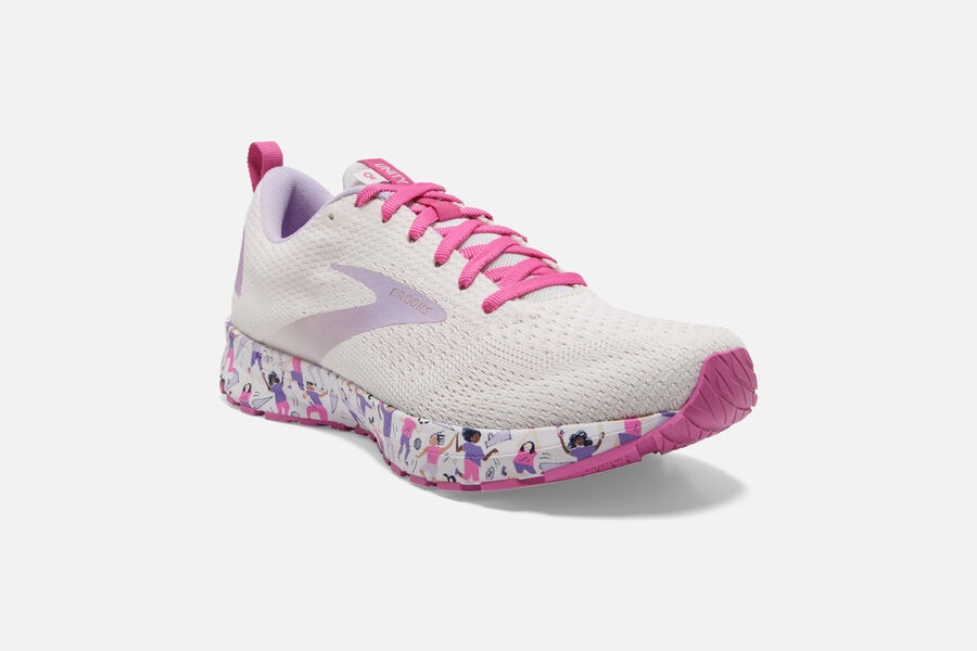 Brooks Israel Revel 4 Road Running Shoes Womens - White/Pink - UNQ-913846